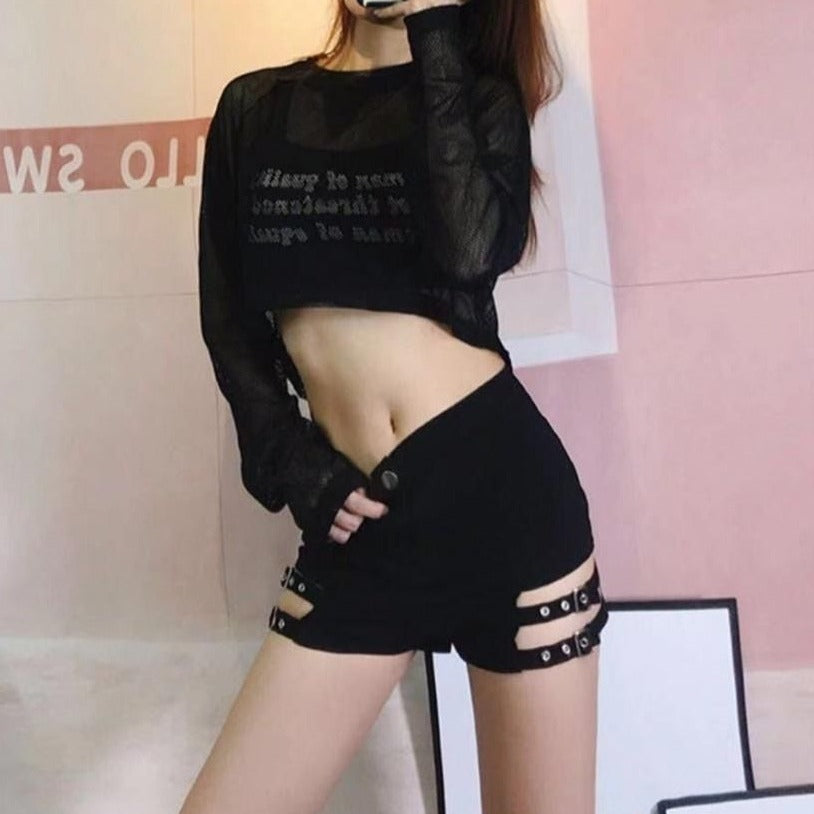Goth Punk Shorts with Buckle