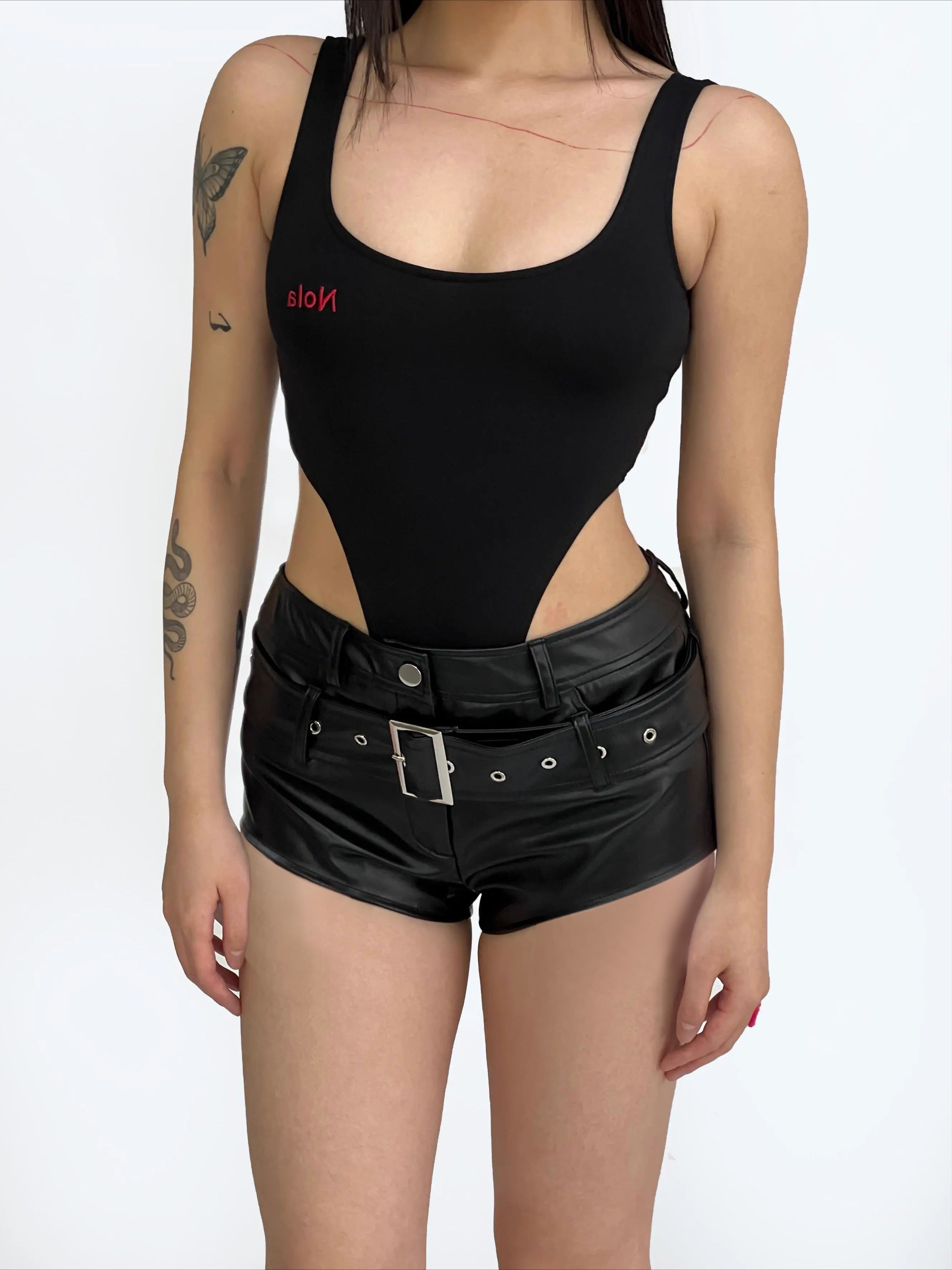 Gothic Leather Shorts with Belt
