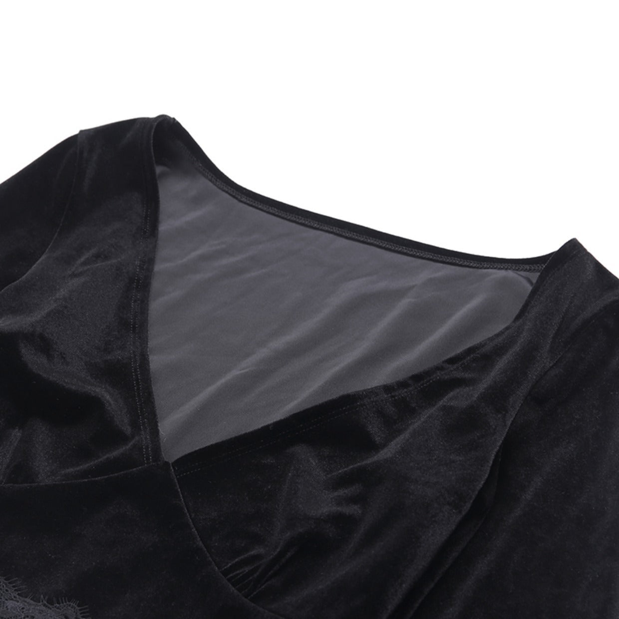 Gothic V-neck Crop Top with Bell Sleeve