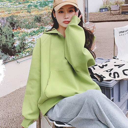 Half Zip Femboy Hoodie green