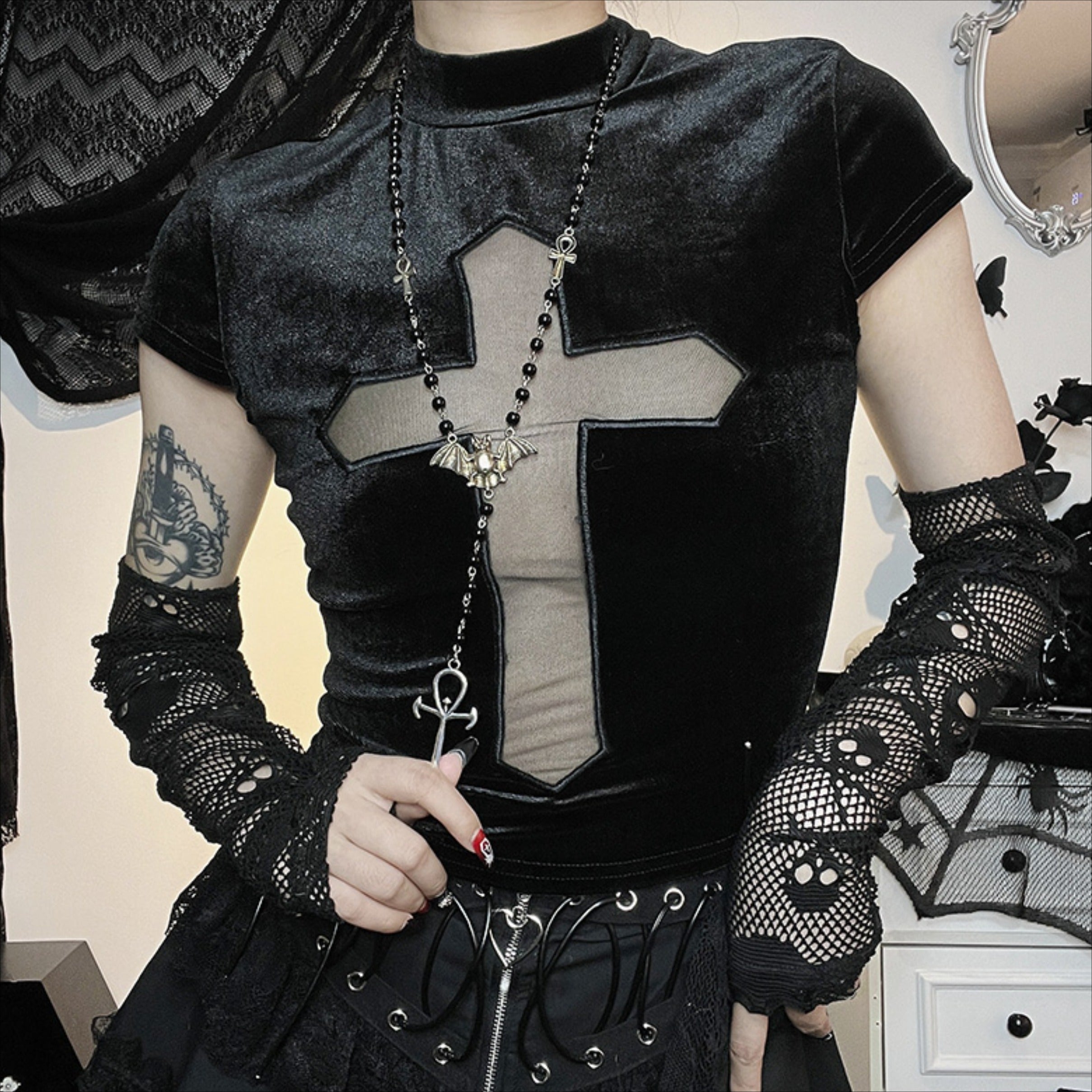 Halloween Cross Velvet T-shirt