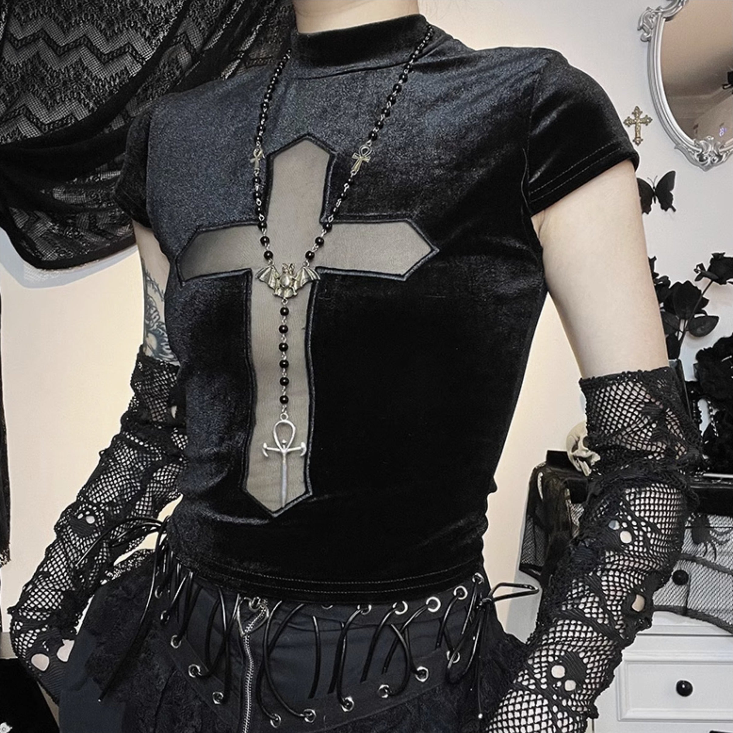 Halloween Cross Velvet T-shirt