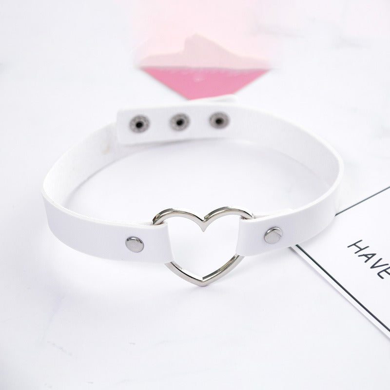 Heart Leather Studded Choker