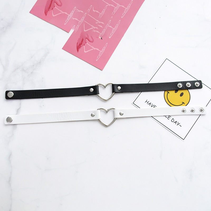 Heart Leather Studded Choker