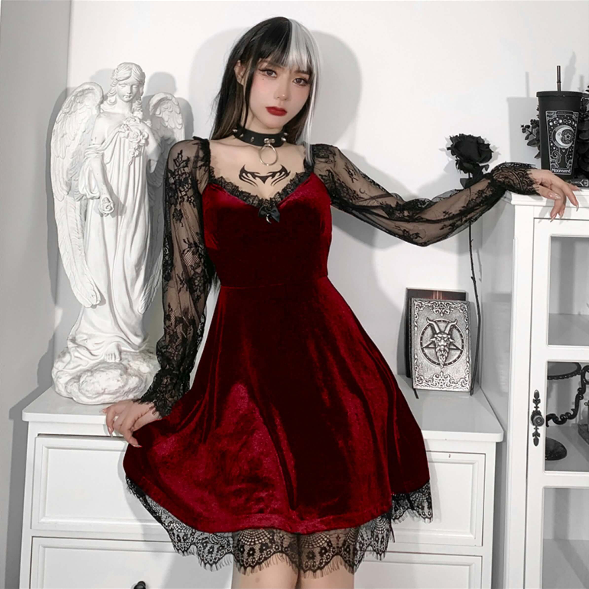 Lace Goth Femboy Princess Dress