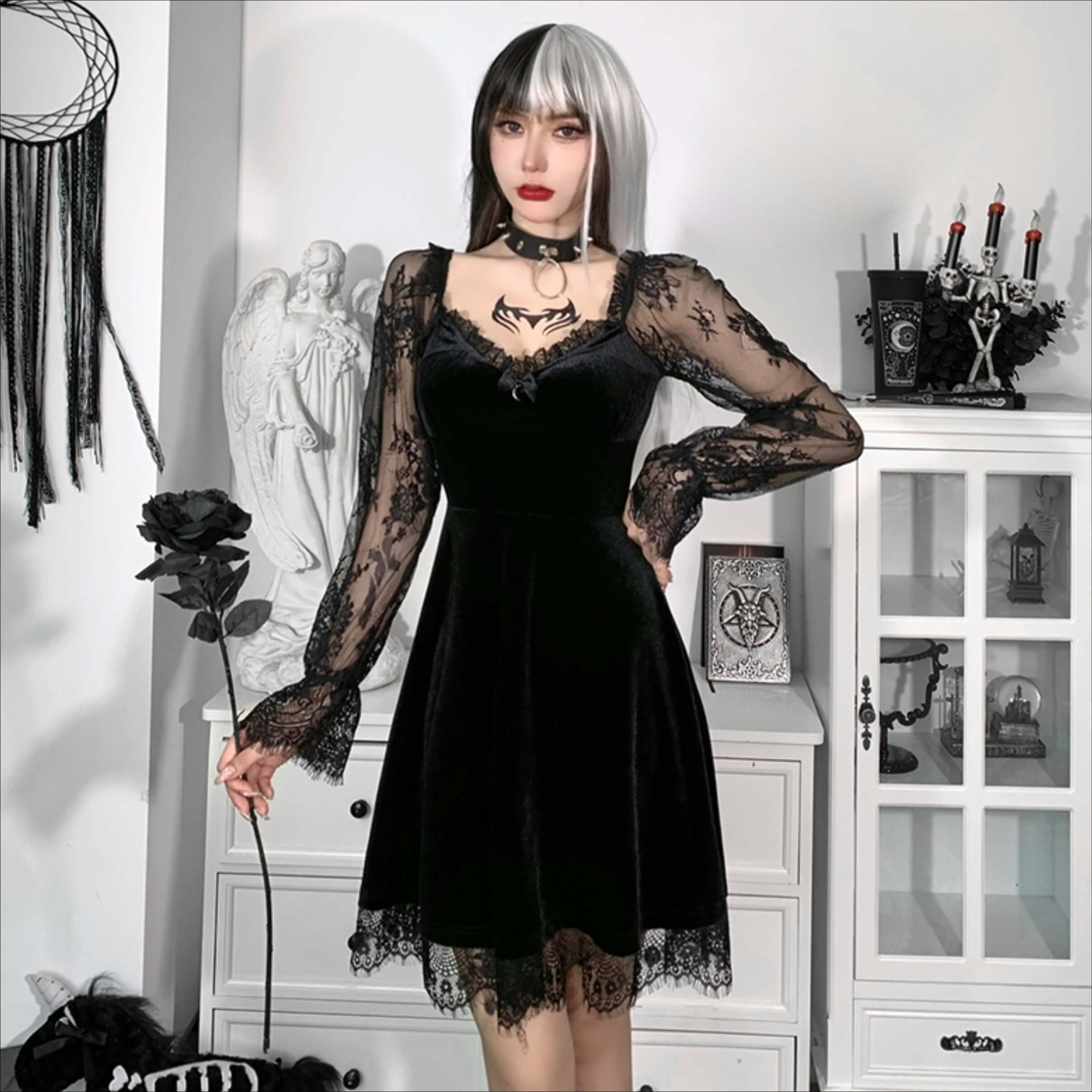 Lace Goth Femboy Princess Dress