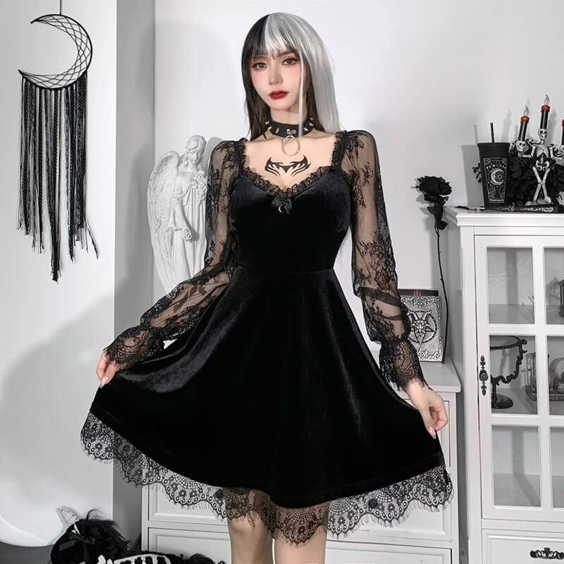 Lace Goth Femboy Princess Dress