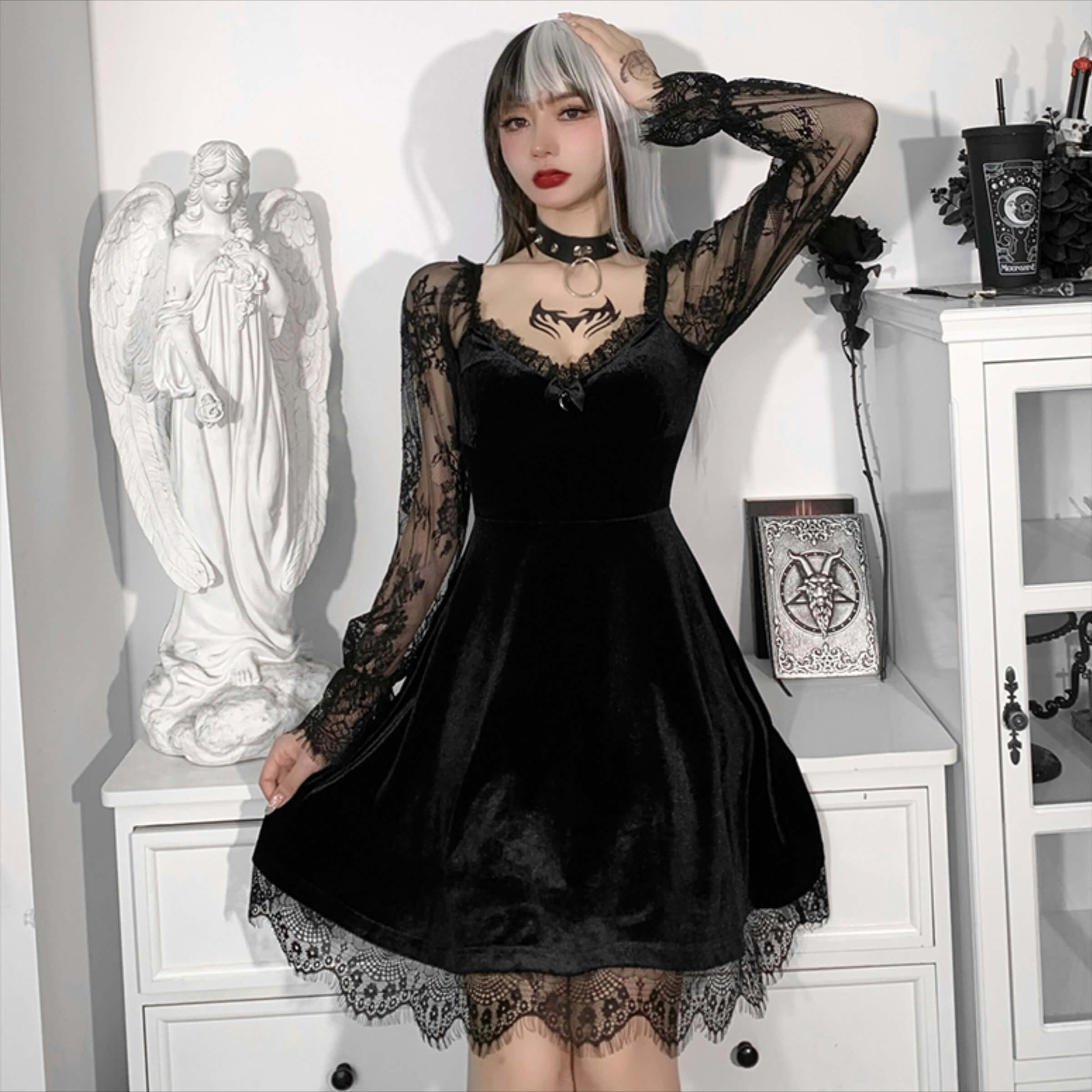 Lace Goth Femboy Princess Dress
