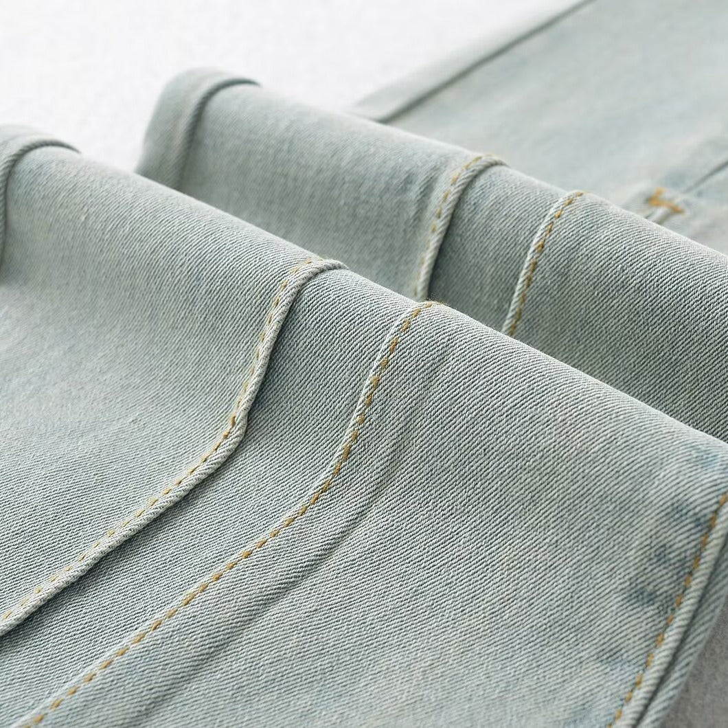 Light Blue Denim Femboy Flare Pants