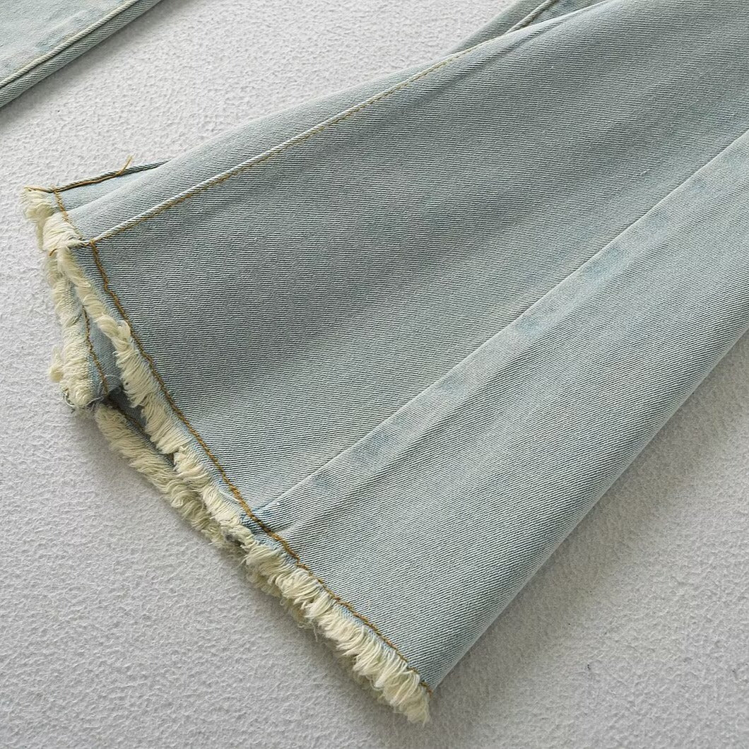 Light Blue Denim Femboy Flare Pants