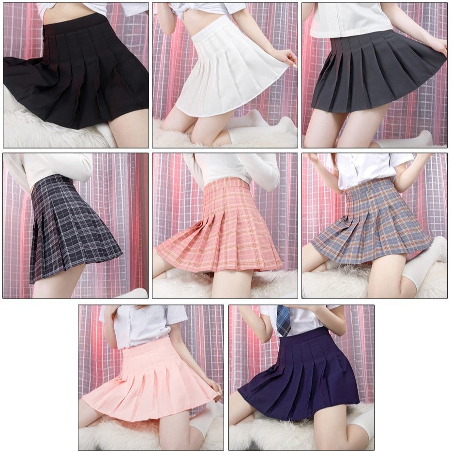 High Waist Pleated Unlined Skirt