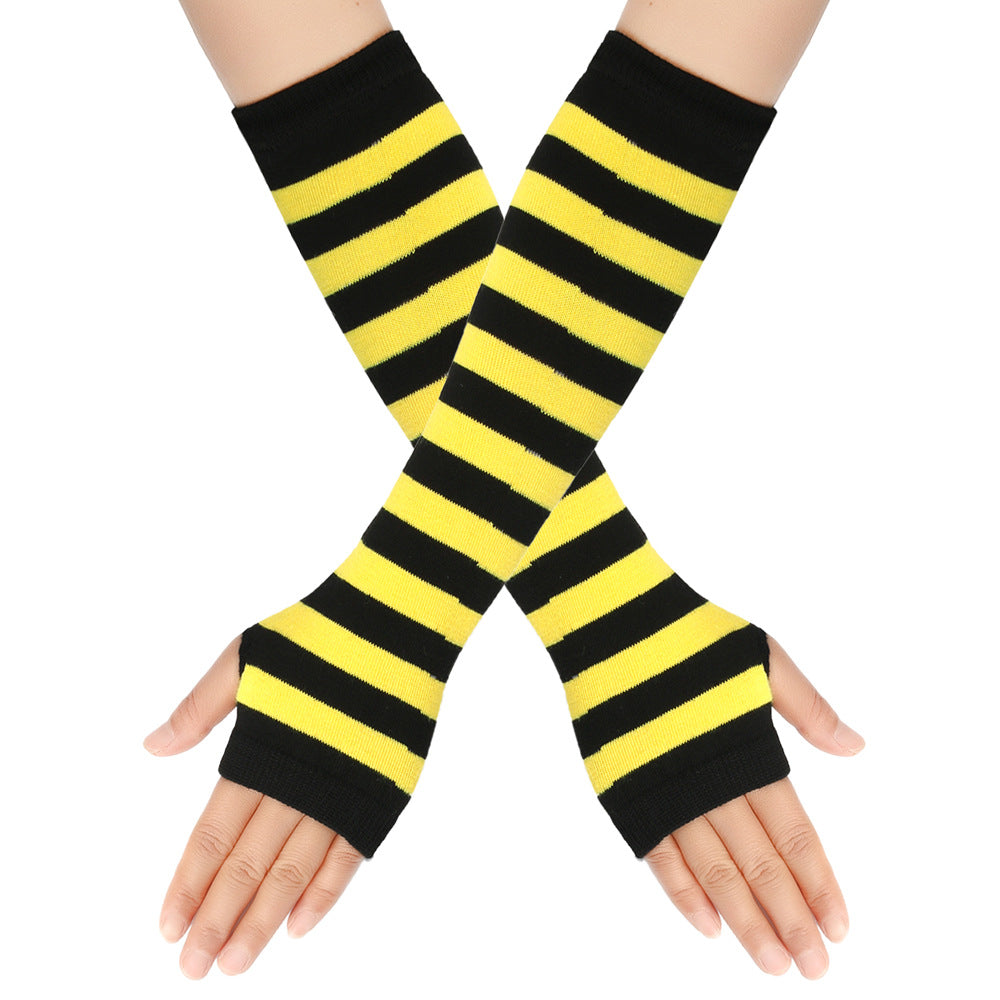 Knitted Cotton Striped Arm Warmer