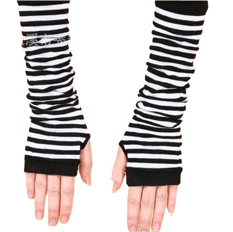Knitted Cotton Striped Arm Warmer