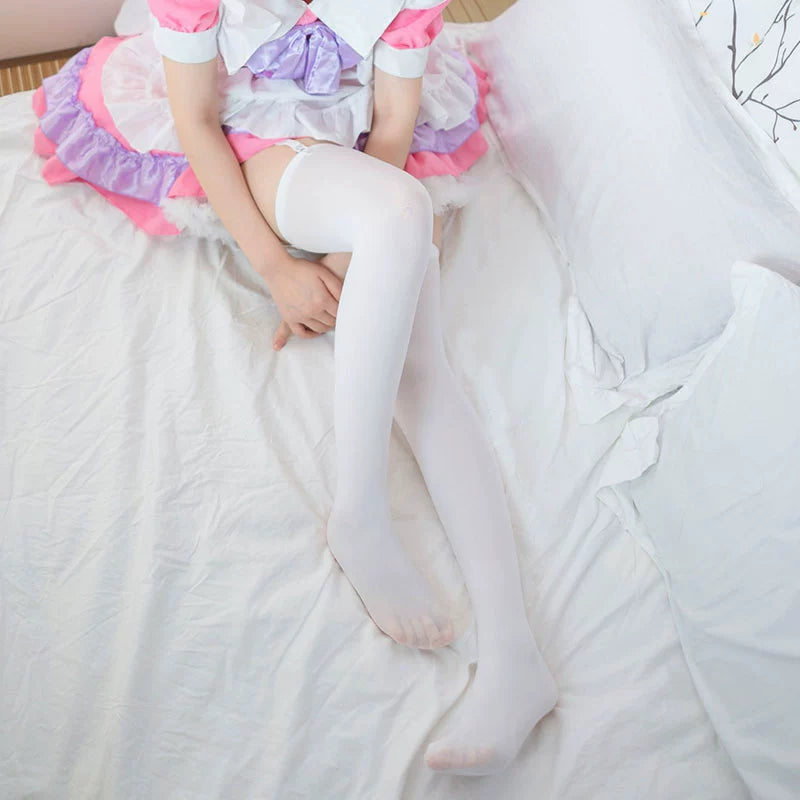 Solid White Velvet Stockings.