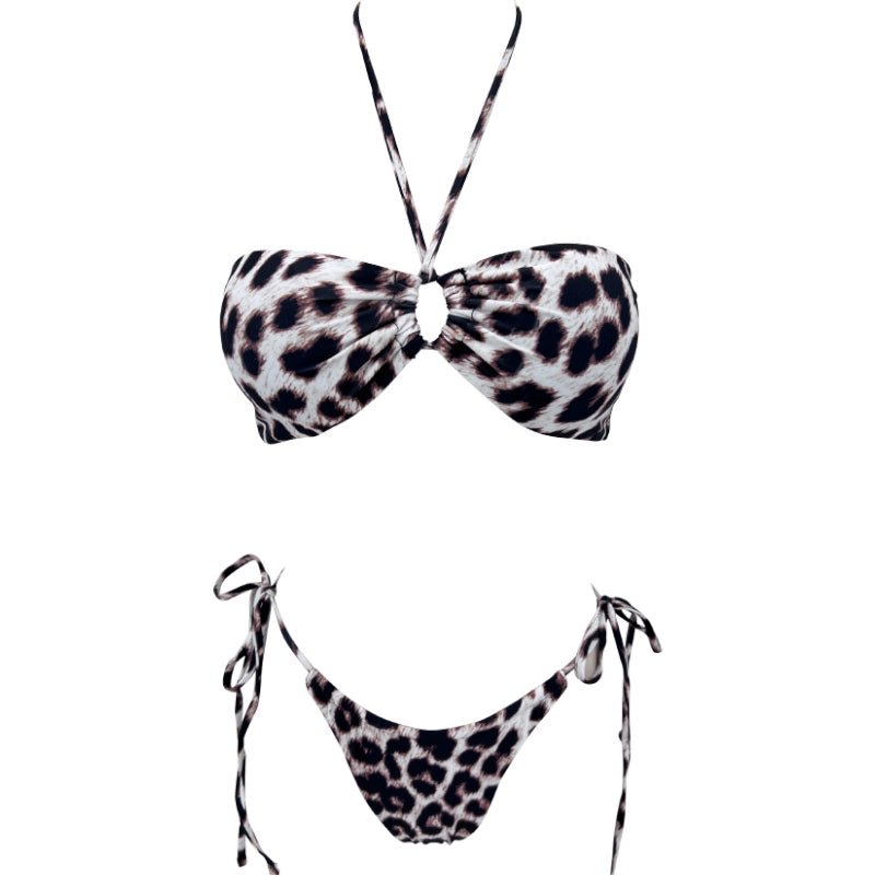 Leopard Print Femboy String Bikini Set