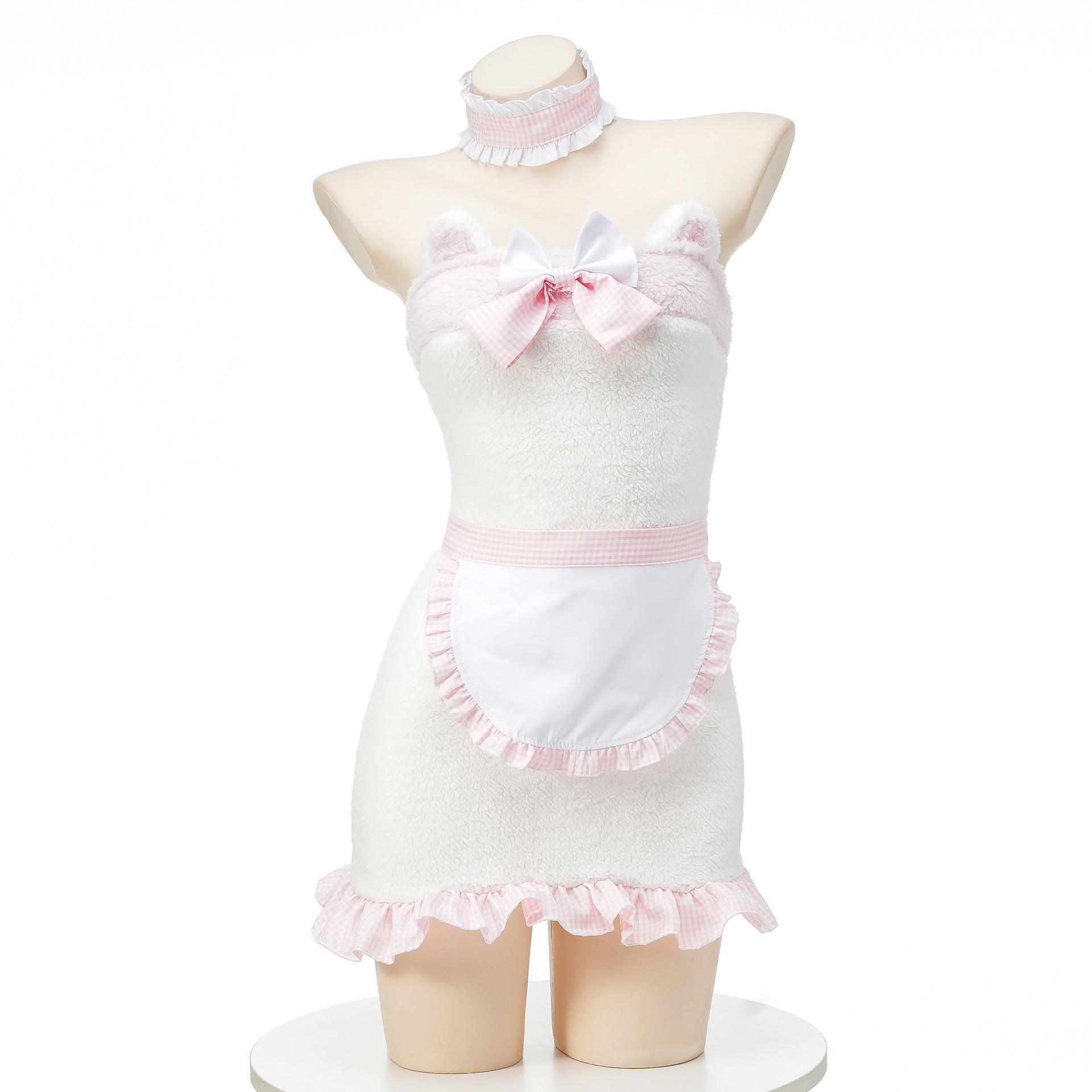 Pink Maid Bear Furry Short Dress