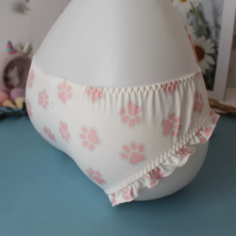 Cat Paw Ruffled Panties with Bow