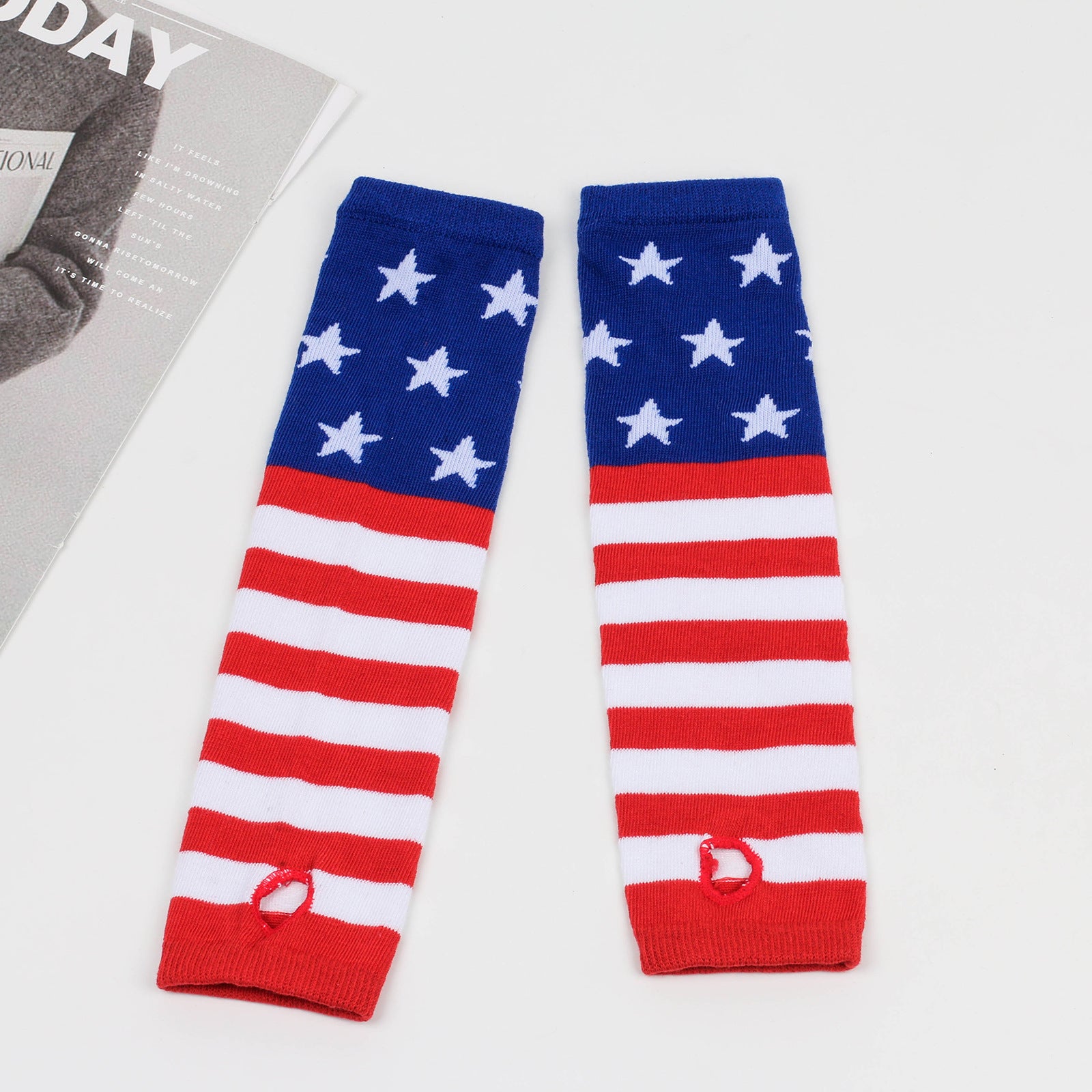 Knitted Cotton Striped Arm Warmer