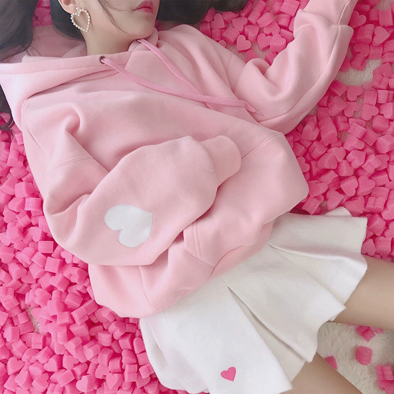 Cute Heart Fleece Femboy Hoodie