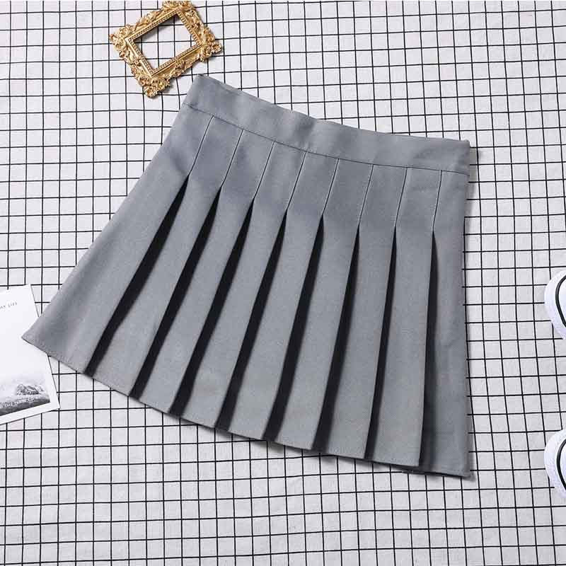 Kawaii Solid Pleated Skirt