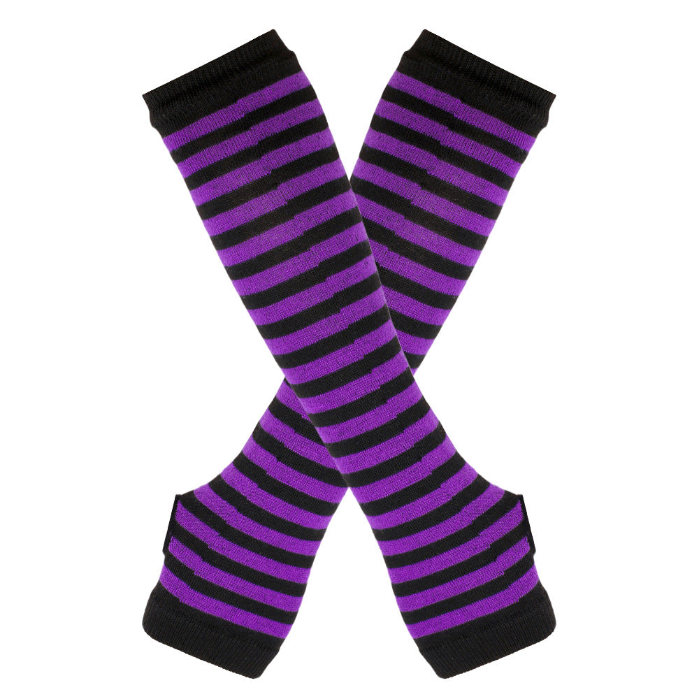 Knitted Cotton Striped Arm Warmer