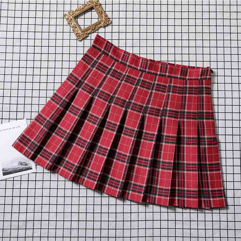Preppy Plaid Pleat Skirt
