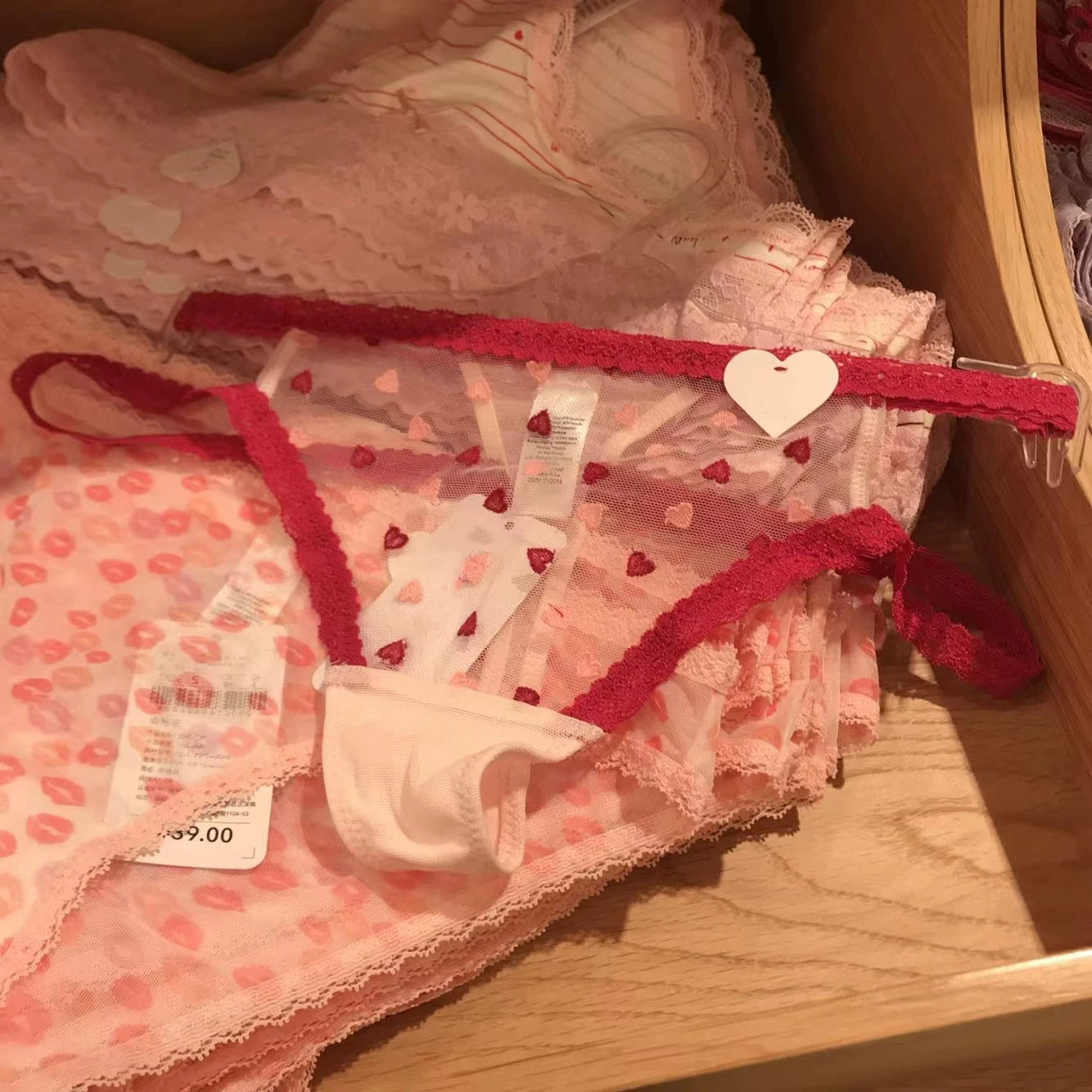 Lace Heart Thong Femboy Lingerie.