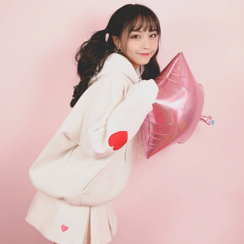Cute Heart Fleece Femboy Hoodie