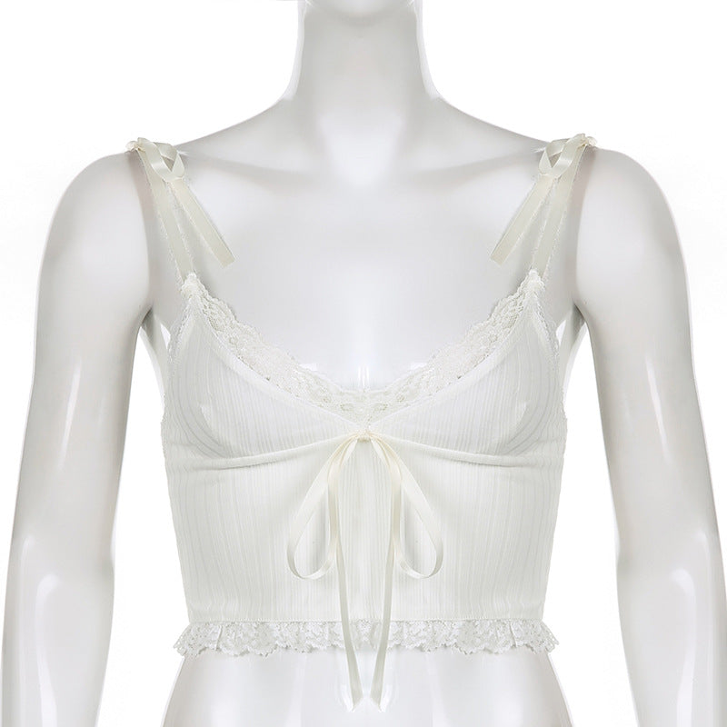 White V Neck Lace Short Camisole