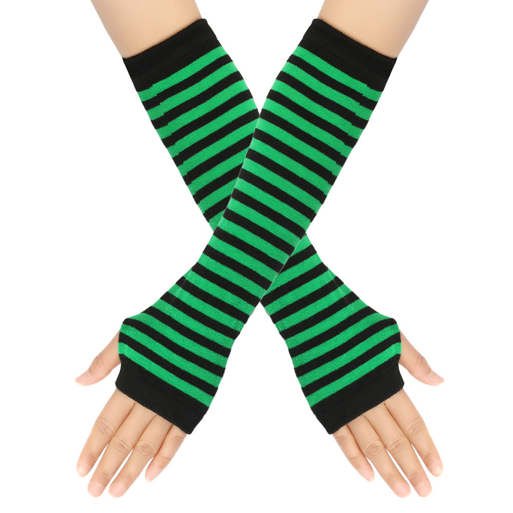 Knitted Cotton Striped Arm Warmer