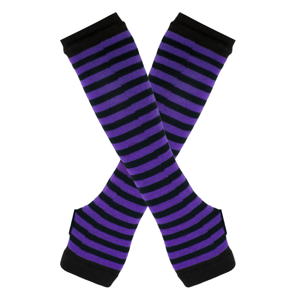 Knitted Cotton Striped Arm Warmer