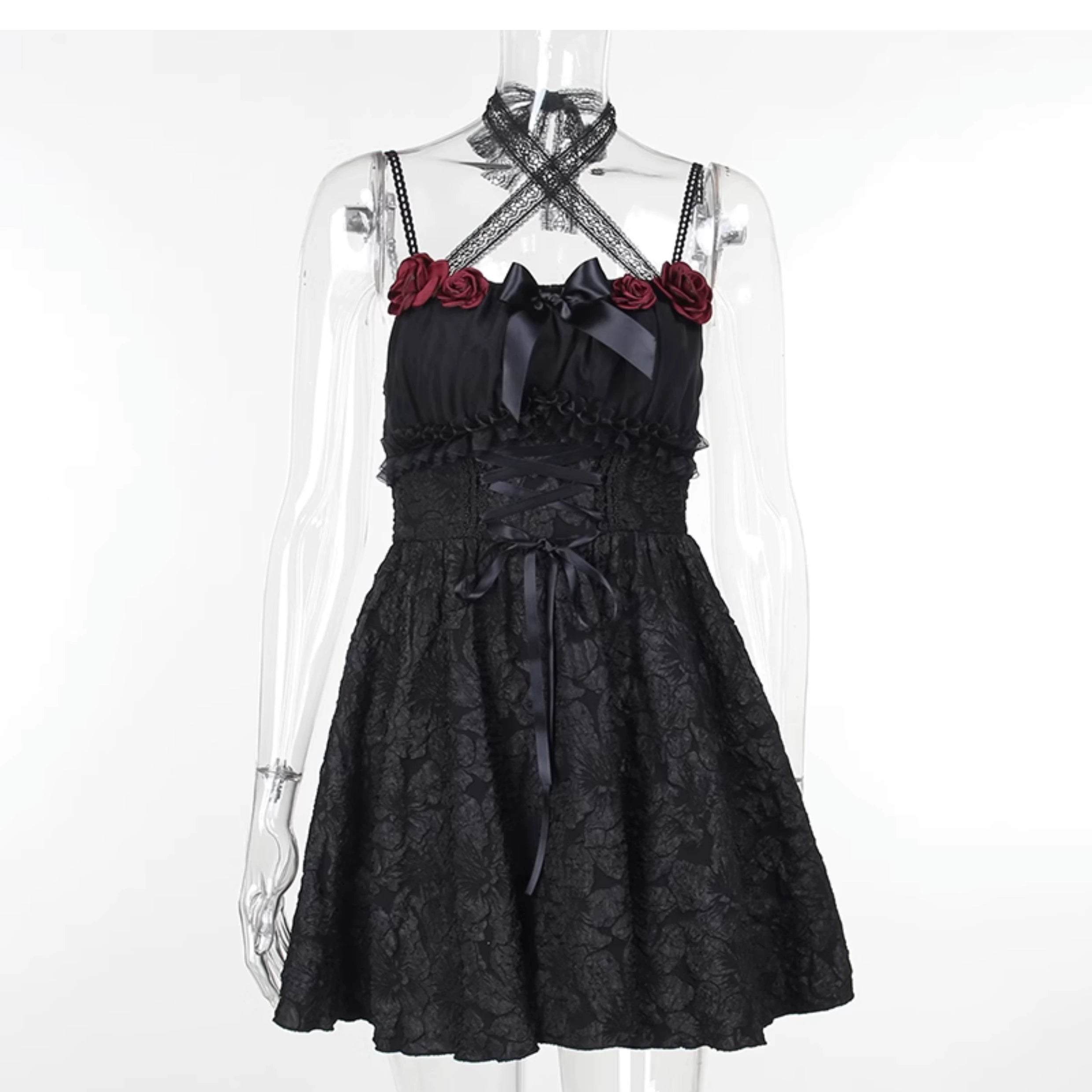 Rose Halter Neck Goth Dress.