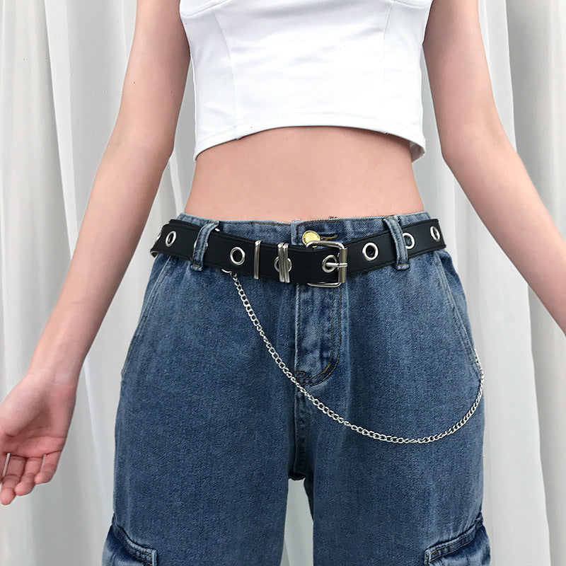 Single Row Eyelet Belt with Chain