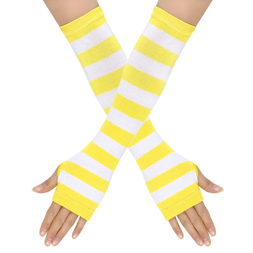 Knitted Cotton Striped Arm Warmer