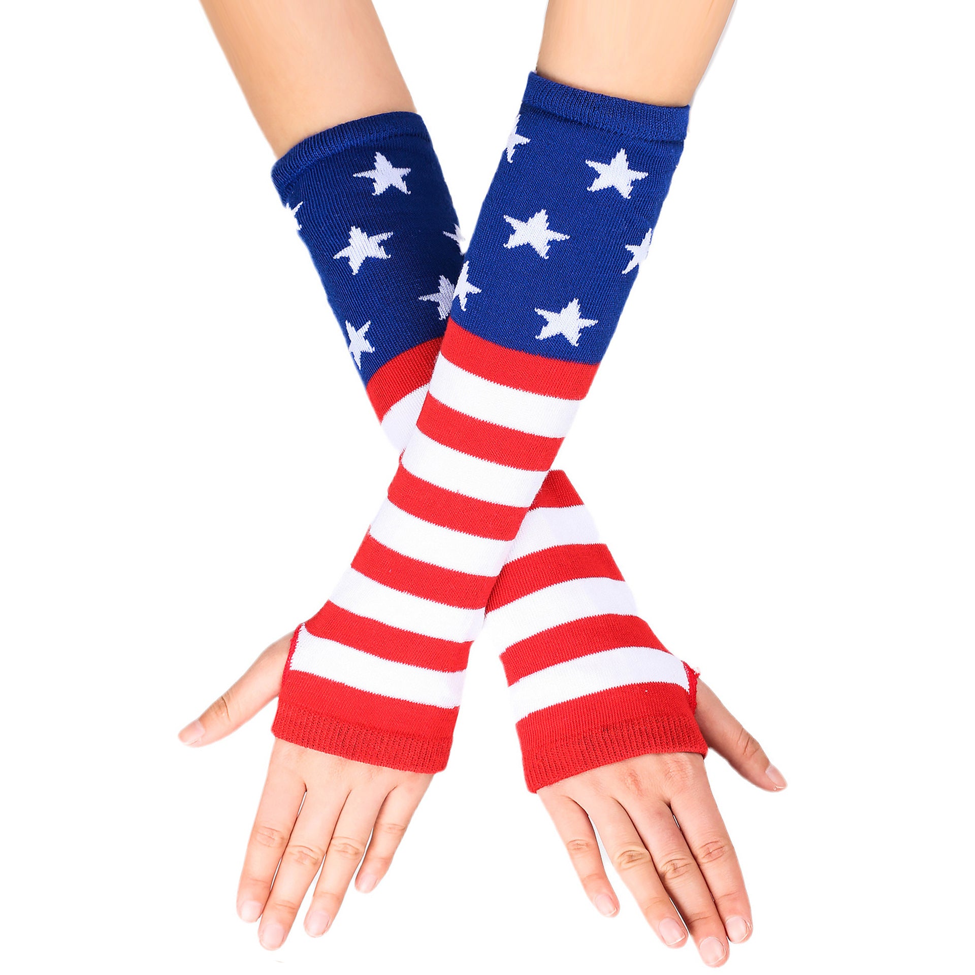 Knitted Cotton Striped Arm Warmer