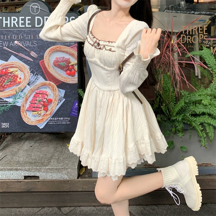 Mini Strappy Vest Puffy Dress Set.