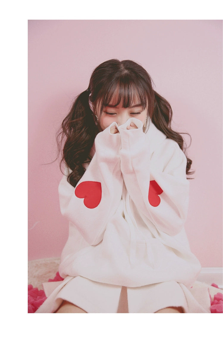 Cute Heart Fleece Femboy Hoodie