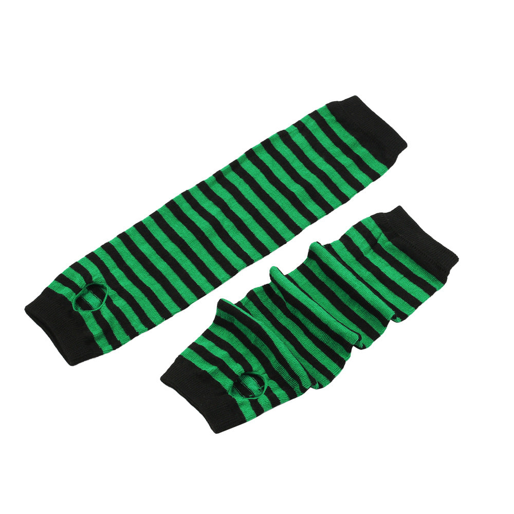 Knitted Cotton Striped Arm Warmer
