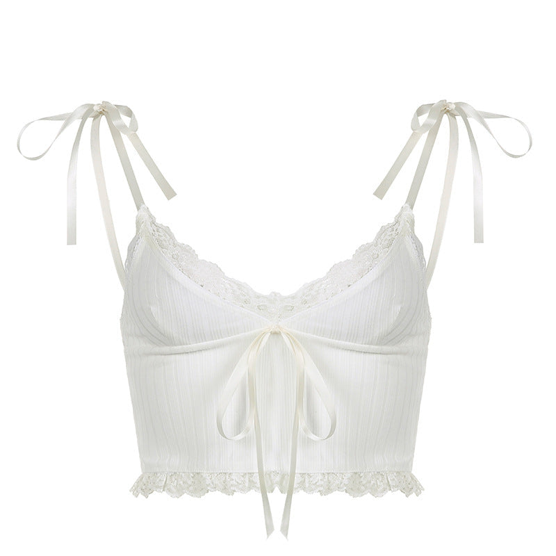White V Neck Lace Short Camisole