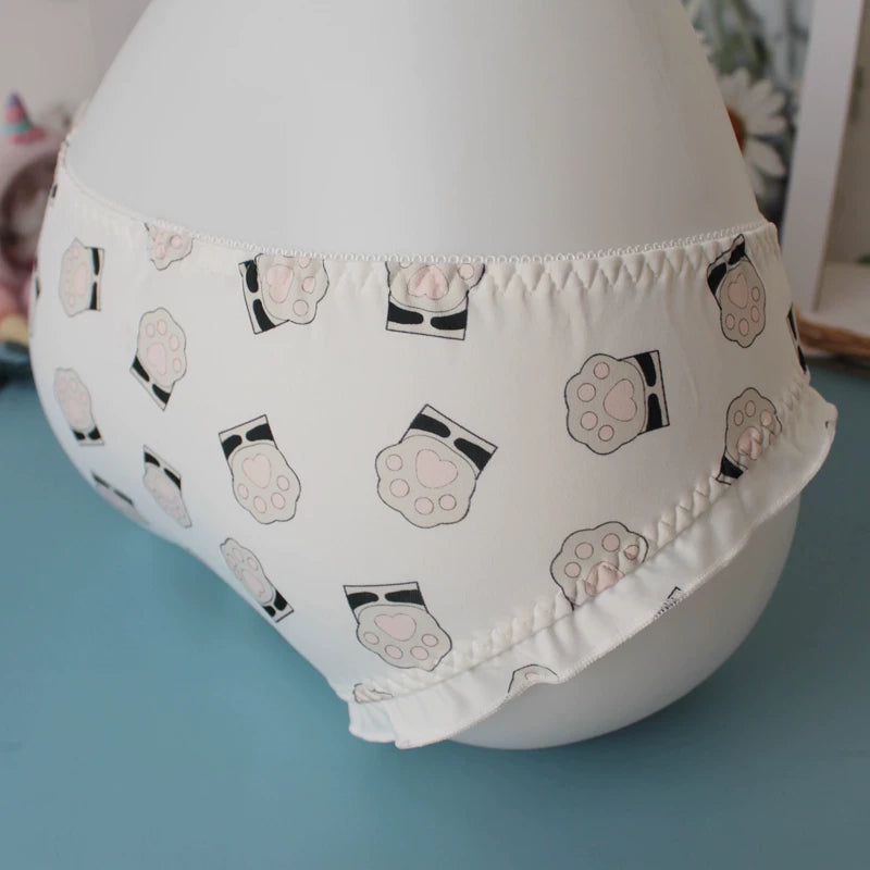 Cat Paw Ruffled Panties with Bow