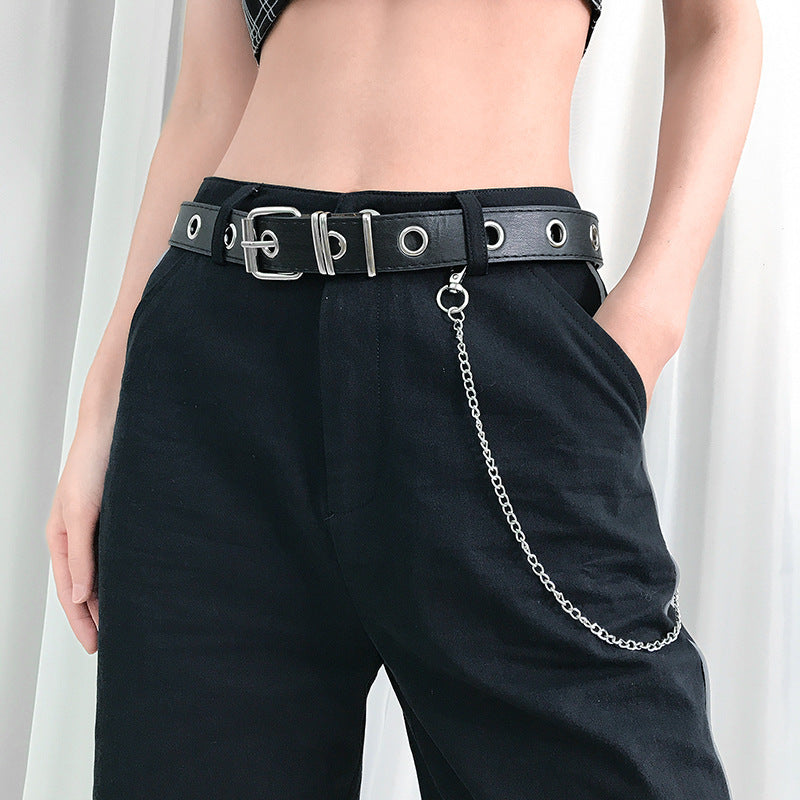 Single Row Eyelet Belt with Chain