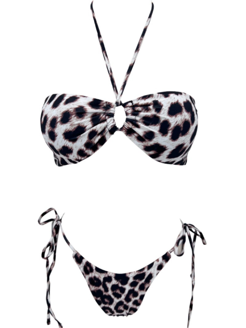 Leopard Print Femboy String Bikini Set