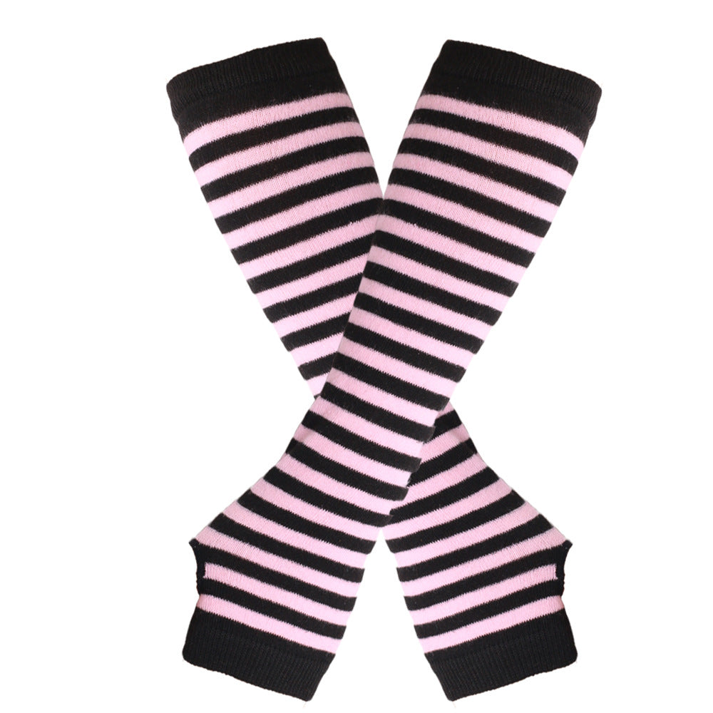 Knitted Cotton Striped Arm Warmer