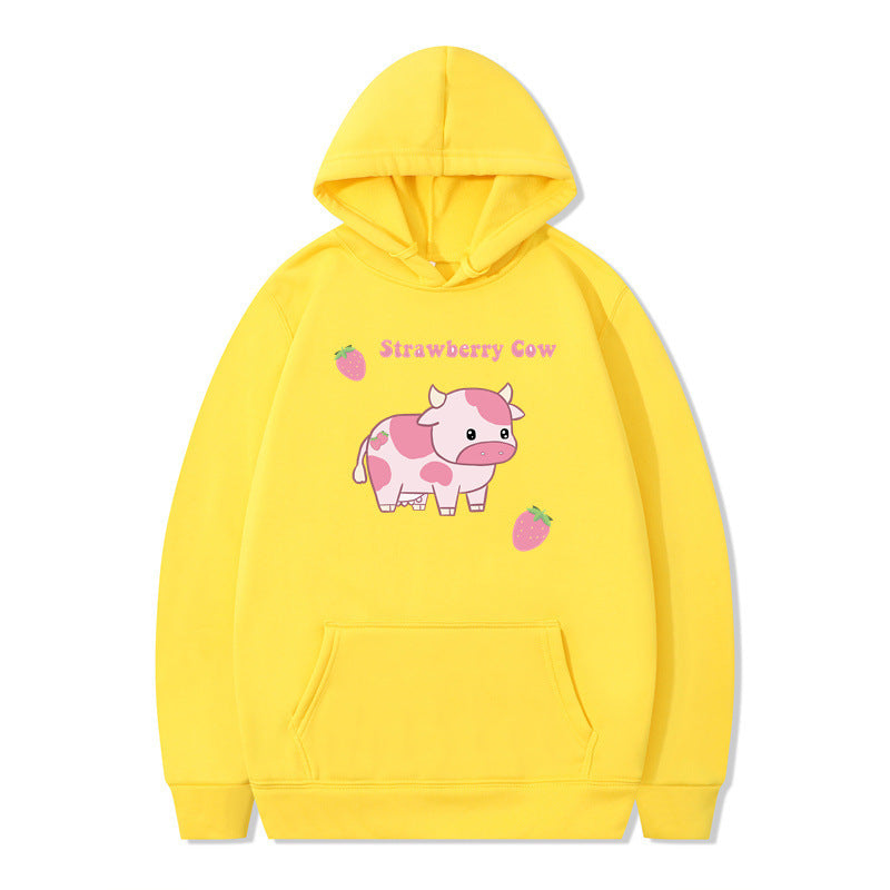 Cute Femboy Strawberry Cow Hoodie