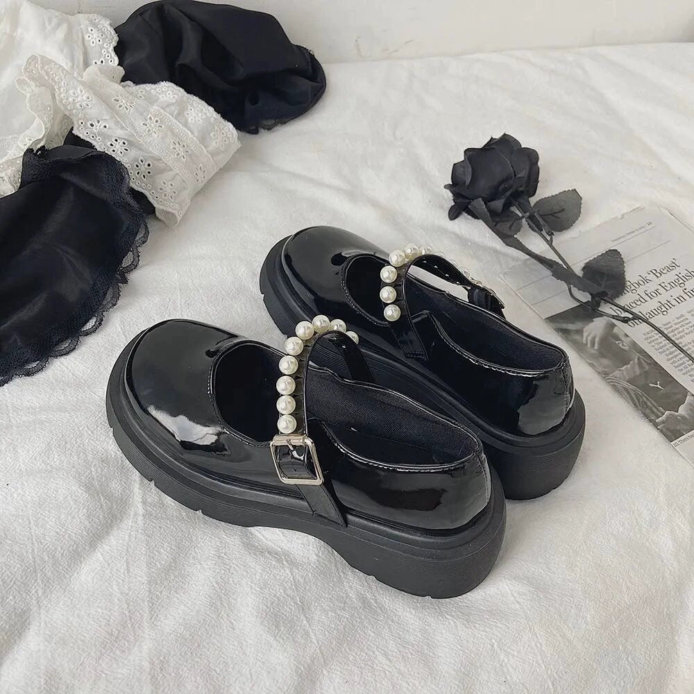 Pearl Mary Jane Leather Femboy Shoes
