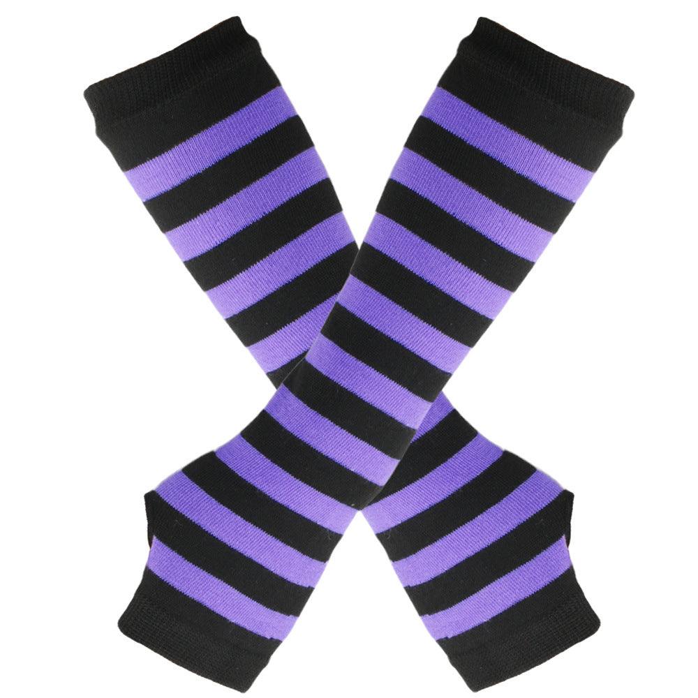 Knitted Cotton Striped Arm Warmer