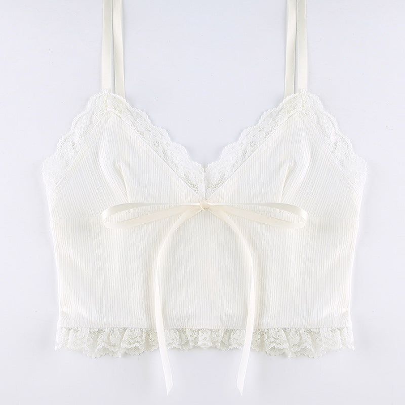 White V Neck Lace Short Camisole
