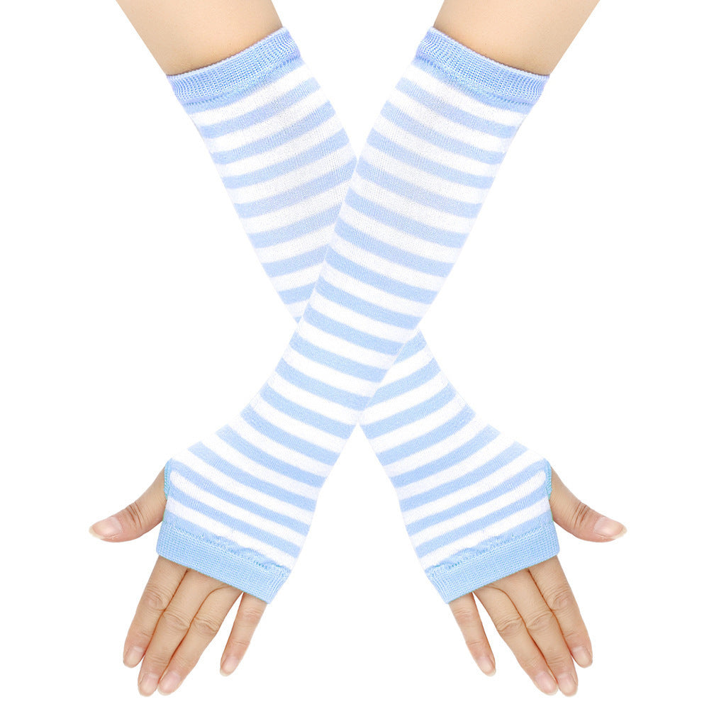 Knitted Cotton Striped Arm Warmer