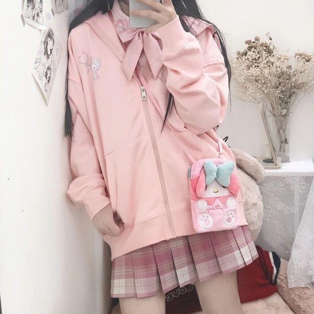 Pink Kawaii Kitty Hoodie