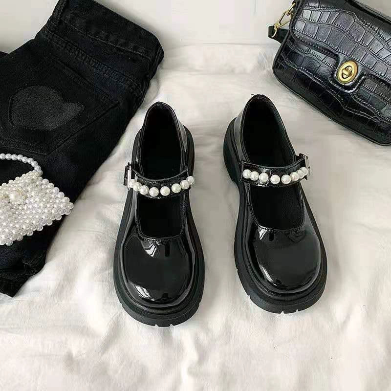 Pearl Mary Jane Leather Femboy Shoes